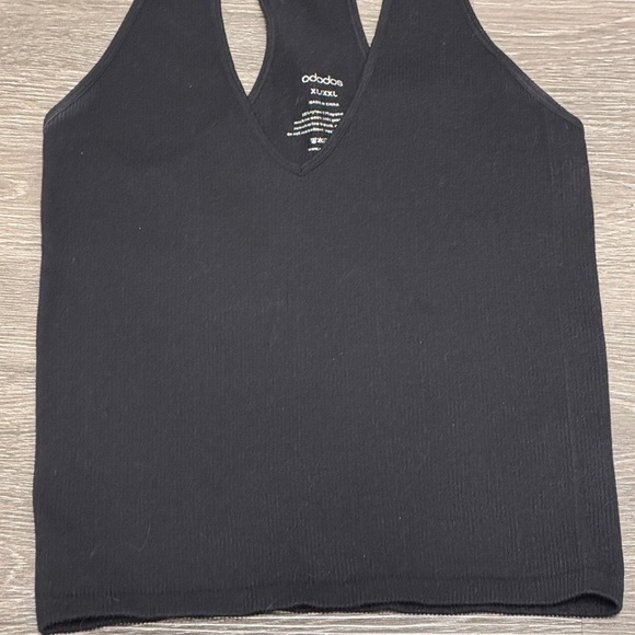 Women's Black Racerback V-Neck Tank Top - Picture 1 of 2
